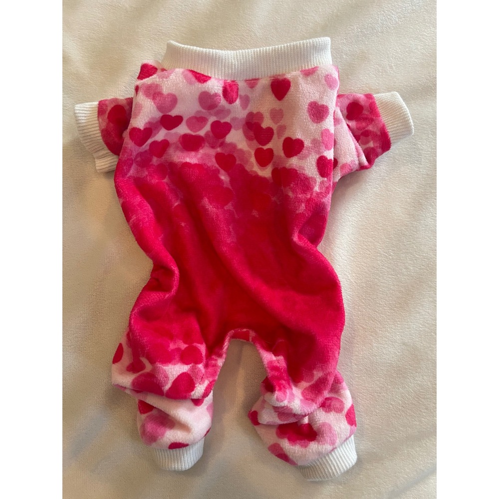 CuteBone Pink Heart Dog Pajamas XS Small Pet Pjs Fleece Sleepwear PJS